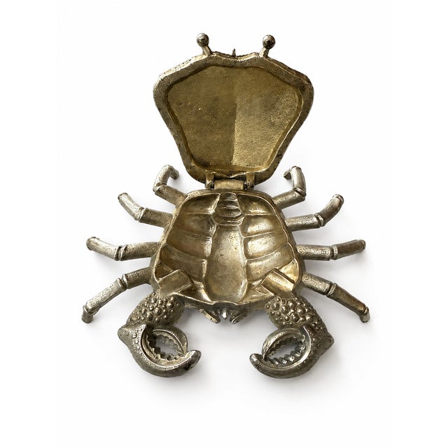 Hollywood Regency Silver Plated Brass Crustacean Crab Ashtray, 1980s For Sale - Image 4 of 6