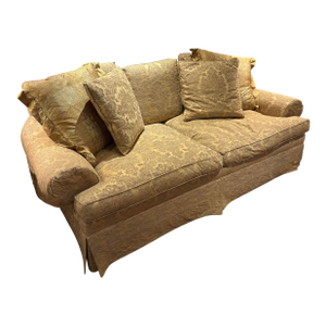 Ej Victor Ultra-Premium Classic Sofa With Silk Damask Gold Upholstery in Like-New Condition