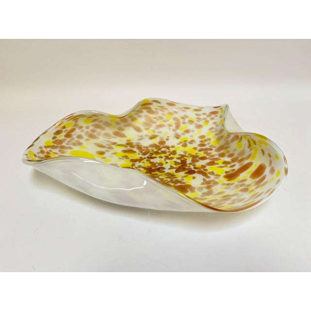 Mid-Century Modern Large Murano Gold Aventurine Art Glass Bowl Flower Form Italy 1950s For Sale - Image 3 of 14