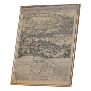 Steel Engraving, Battle of Rosbach, 05.11.1757, Prussia vs. France, Framed Under Glass For Sale