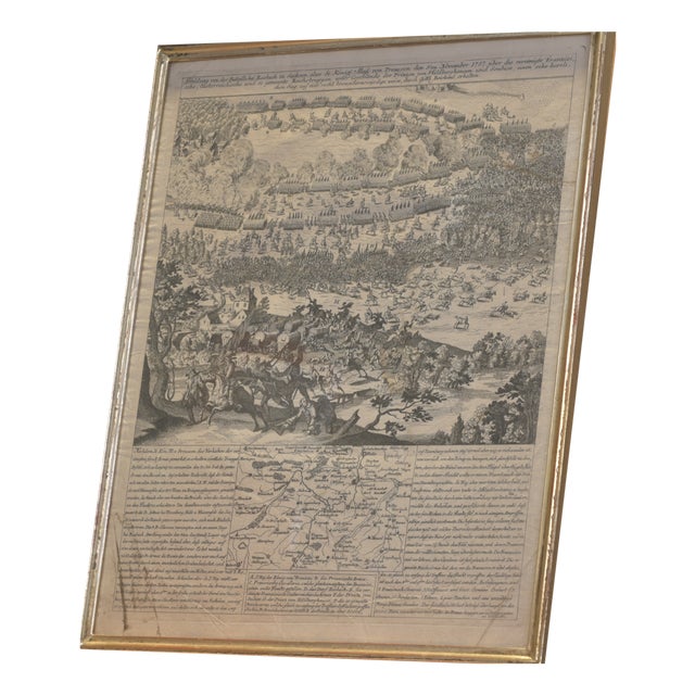 Steel Engraving, Battle of Rosbach, 05.11.1757, Prussia vs. France, Framed Under Glass For Sale