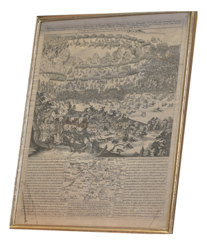 Steel Engraving, Battle of Rosbach, 05.11.1757, Prussia vs. France, Framed Under Glass