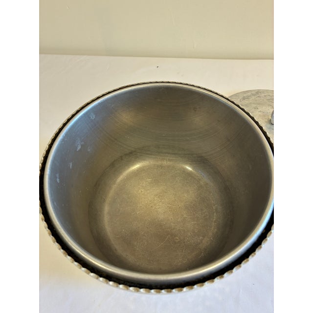 Vintage Hammered Aluminum Lidded Ice Bucket With Floral Details For Sale - Image 9 of 9