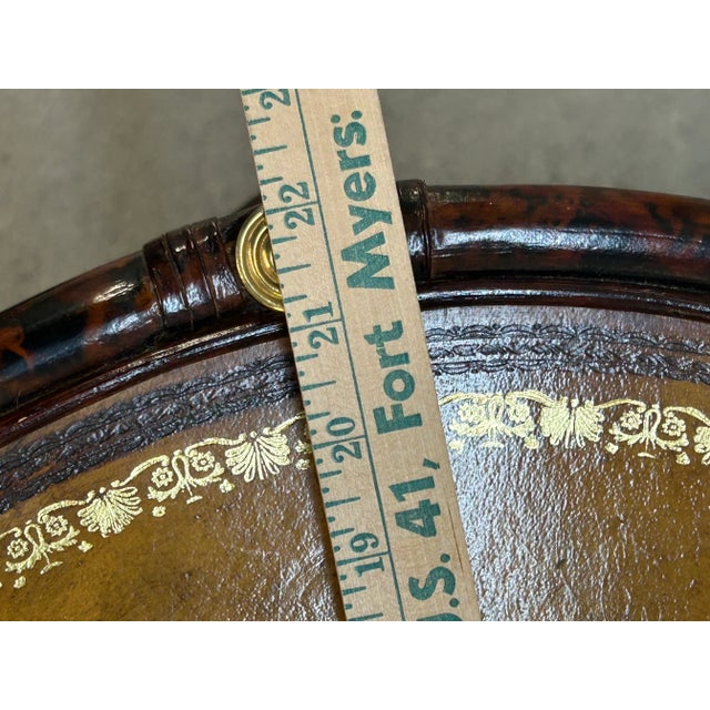 Brown Maitland-Smith Round Two-Tier Faux Tortoiseshell & Leather Side Table For Sale - Image 8 of 12