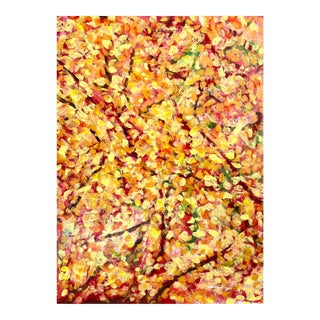 Large Abstract Painting "Golden Embers in the Sky" Signed Arlene Carr For Sale