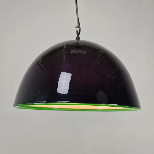 Glass Murano Glass Neverrino Pendant Lamp by Gae Aulenti from Vistosi, 1970s For Sale - Image 7 of 13