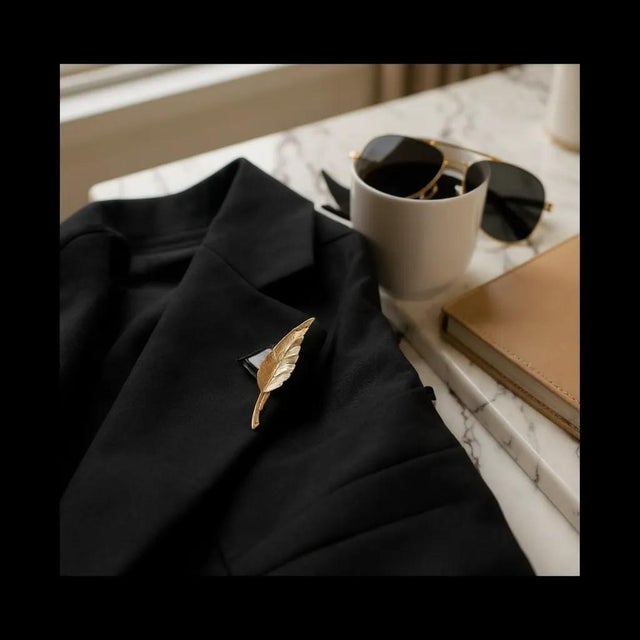 1950s Tiffany and Co Vintage 14k Yellow Gold Leaf Brooch Mid-20th Century For Sale - Image 5 of 10