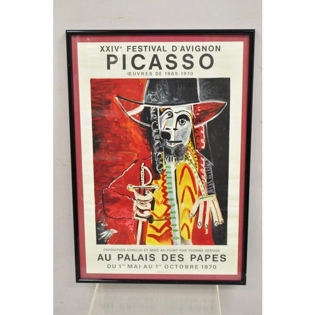 Vintage 1970 Pablo Picasso Festival D'Avignon Au Palais des Papes Lithograph Print Poster. Circa Mid 20th Century....