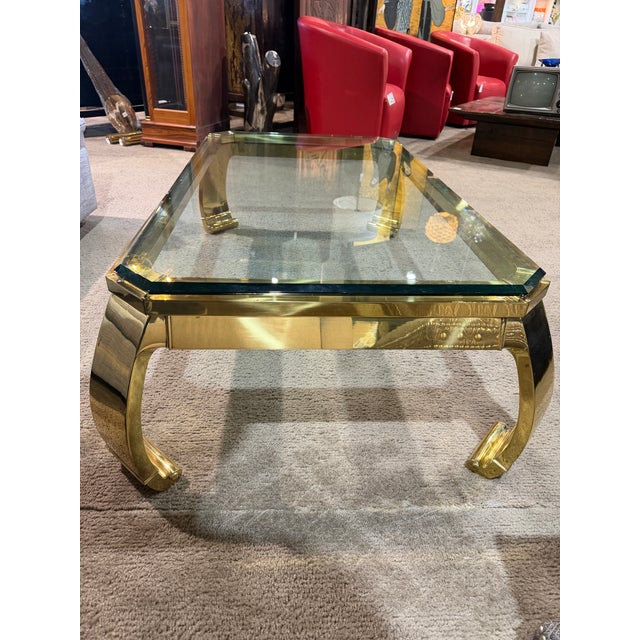 Mastercraft Glass Top Gold Coffee Table Attributed to Mastercraft For Sale - Image 4 of 5