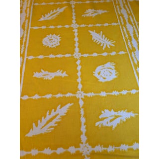 5 1/2 Yards of Brunschwig & Fils Hand Print Yellow and White Fabric For Sale