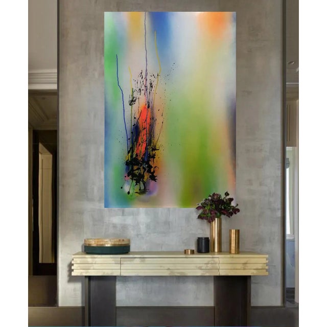 Polymer and spray paint on returned polycarbonate on canvas supported by polycarbonate & canvas key frame Unique & hand...