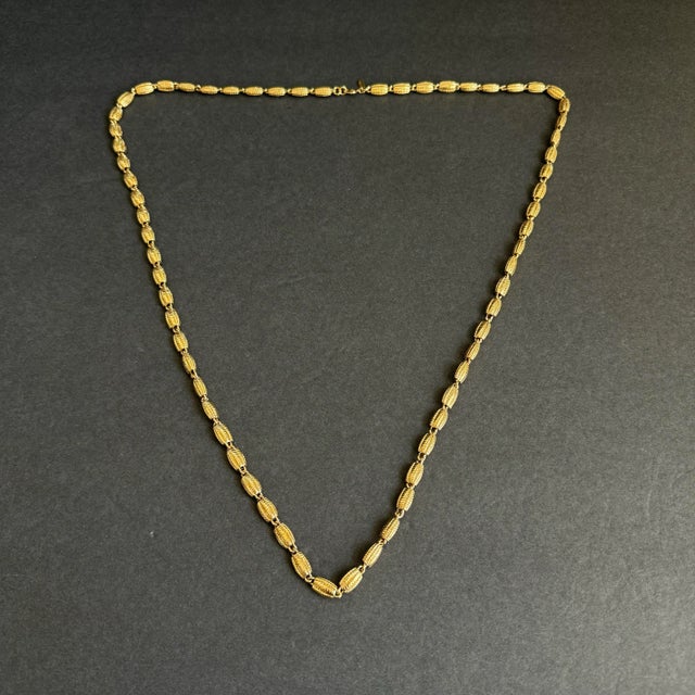 Monet Vintage 1980s Monet Gold Necklace Statement Textured Bead Link Chunky Maximalist 36" Long For Sale - Image 4 of 8
