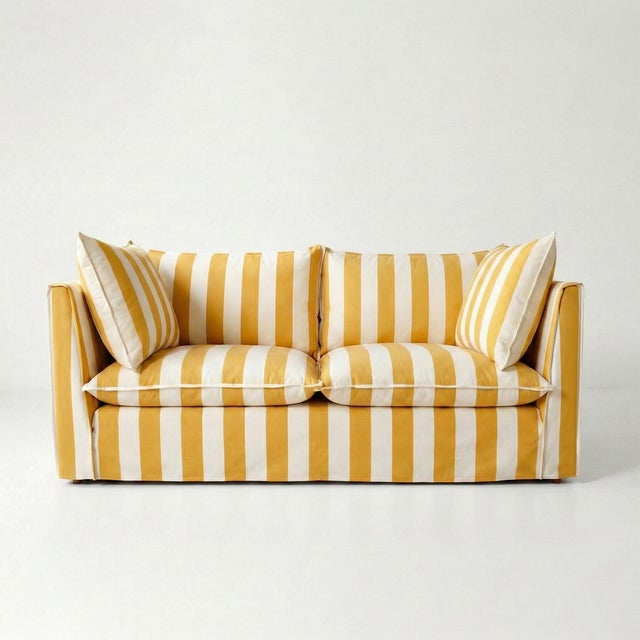 Not Yet Made - Made To Order Sophie Conran Coco 2.5 Seater Sofa - Dandelion Stripes with Knife Edge Cushion For Sale - Image 5 of 5