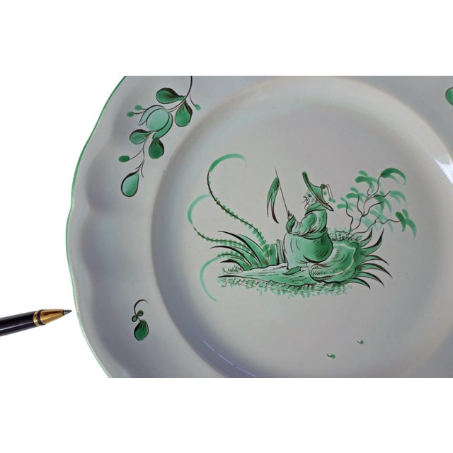 1980s French Chinoiserie St Clément Faience Dinner Plates East Wind Pattern - Set of 8 For Sale - Image 18 of 18