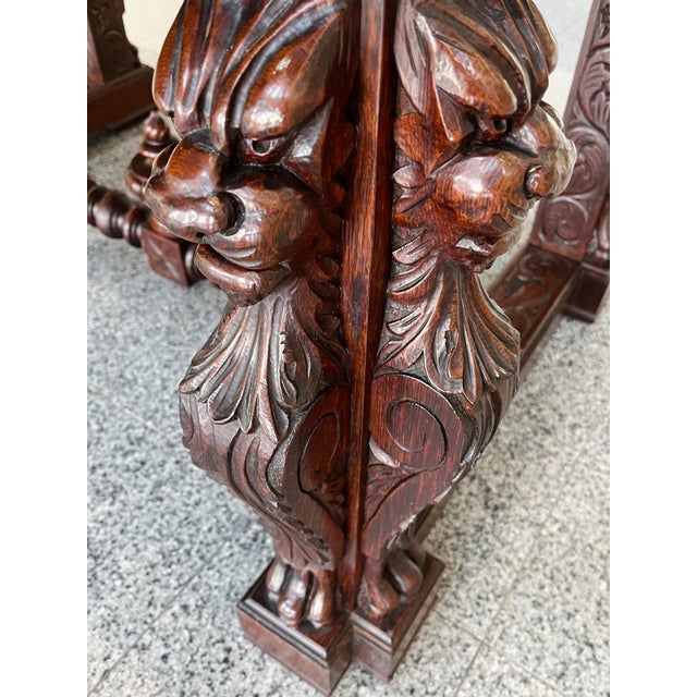19th Century Carved Oak Desk in the Style of Style of R. J. Horner & Co. For Sale - Image 14 of 18