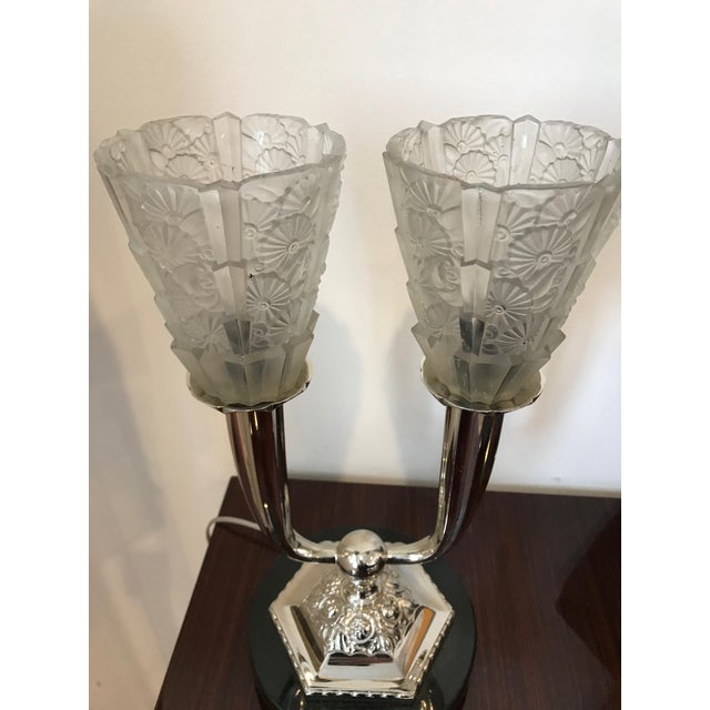 French Art Deco Floral Table Lamp For Sale In New York - Image 6 of 12