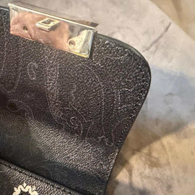 Metal 21st Century Never Used Black and White Paisley Leather Belt Phone Case by Etro For Sale - Image 7 of 14