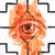Embers Stare 1 by Stefan Smit | Oil on Panel Eye with orange and black abstract background For Sale