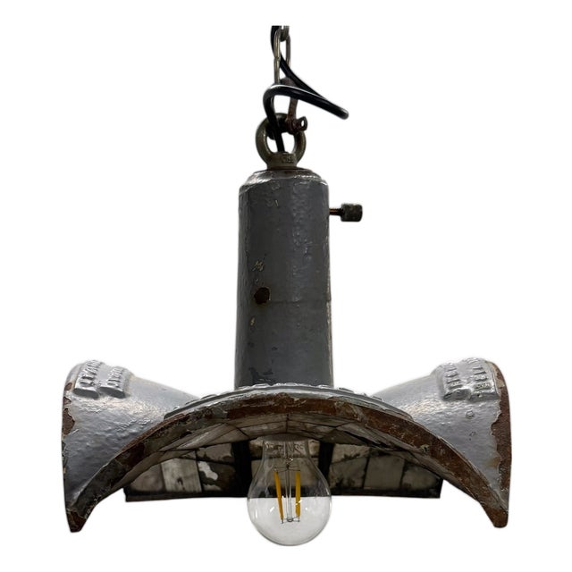 Vintage Industrial Mirrored Pendant Light by Esla, 1920s For Sale