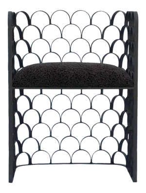 Design Frères Wrought Iron and Astrakhan Wool "Arcature" Stool