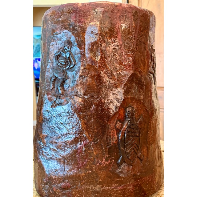 Mid 19th Century Wooden Carved Hollowed Out Tree Stump Museum Quality Storage Collectable Art For Sale - Image 4 of 8