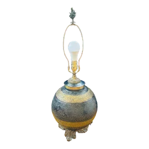 Late 20th Century Brass Relief Table Lamp