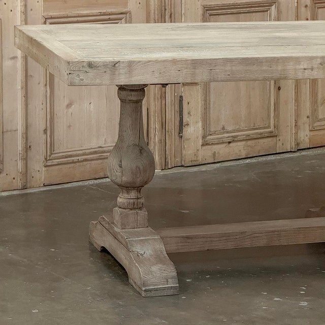 Wood Grand Italian Rustic Trestle Table in Stripped Oak For Sale - Image 7 of 18
