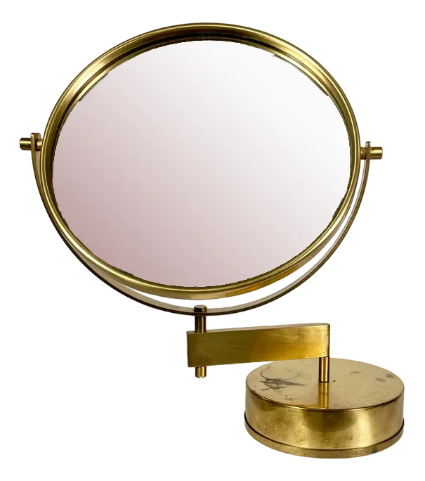 メジャー付きアンティーク鏡 mid-century-brass-table-mirror