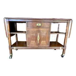 Mid Century Expandable Rolling Bar / Serving Cart For Sale