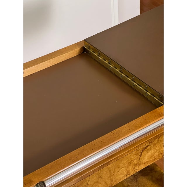 Midcentury Hollywood Regency Expandable Burl Wood Server For Sale - Image 9 of 18