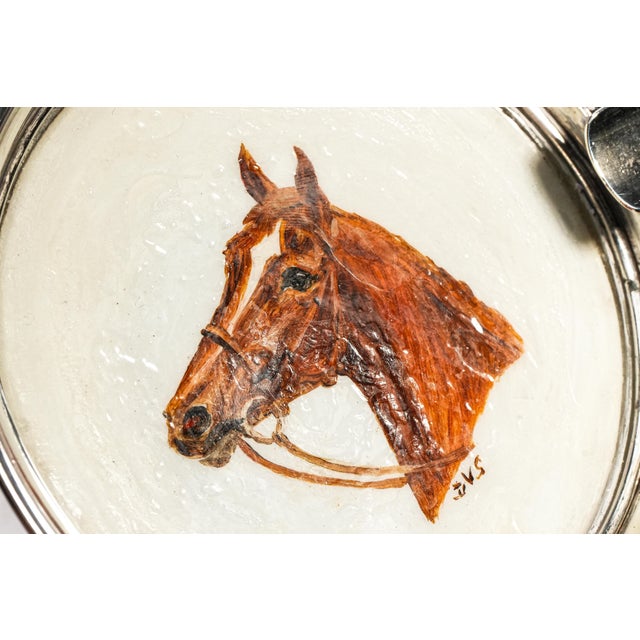 Lovely Hand Painted Horse Equestrian Theme Vintage English Sterling Silver Ashtray Paperweight Catchall Home Decor For Sale In New York - Image 6 of 16