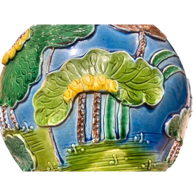 Early 20th Century Chinese Republic Period Wang Bingrong-Marked Stick Vase With Egret & Water Lily Motif For Sale - Image 10 of 16