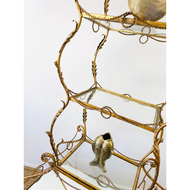 Vintage 1960s Italian Gold Gilt Curvy Tiered 2pc Etagere Shelf For Sale - Image 12 of 17