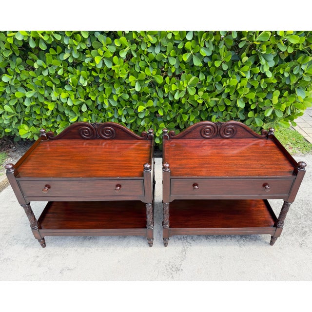 Ralph Lauren British Colonial Mahogany Accent Chests With Drawer & Shelf, Pair For Sale - Image 9 of 16