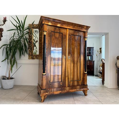 Wood Antique Empire Column Cabinet in Walnut For Sale - Image 7 of 18