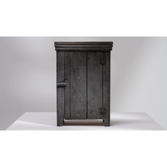 Folk Art Primitive Cabinet With Shelf Gray France Early 20th Century For Sale - Image 3 of 14
