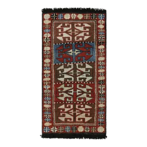 Rug & Kilim’s Antique Tribal Style Rug in Red, Blue & Brown Patterns