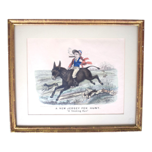 19th Century A New Jersey Fox Hunt. "A Smoking Run" Reproduction Print