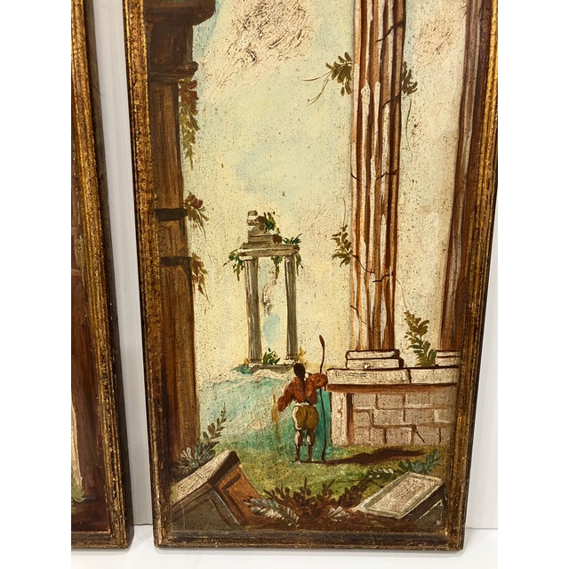 Pair of Italian Hand Painted Architectural Panels For Sale - Image 4 of 8