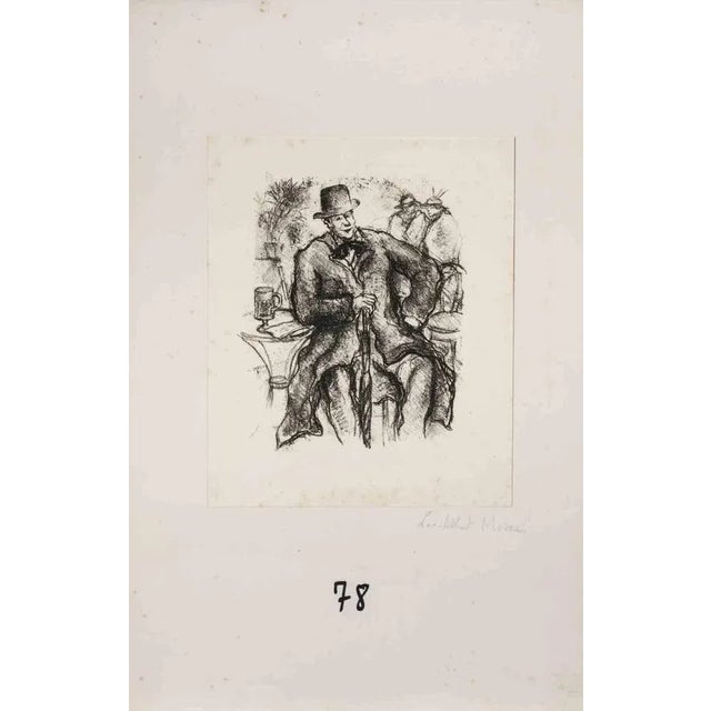 Elegant Man is a Lithograph on ivory-colored paper realized by Luc Albert Moreau. The artwork is in good condition,...