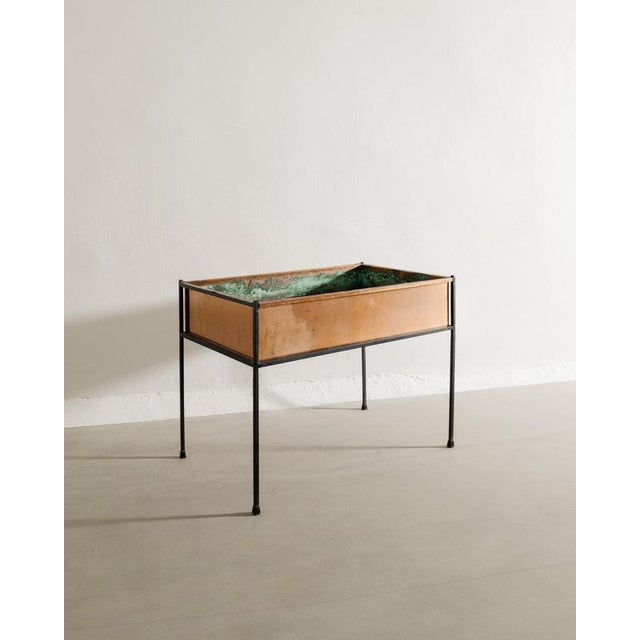 Rare swedish mid century planter / flower table in patinated copper and black lacquered metal by hans-agne jakobsson...