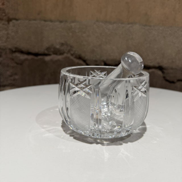 Glass Cut Crystal Mortar and Pestle Set American Brilliant Period (A B P) For Sale - Image 7 of 9