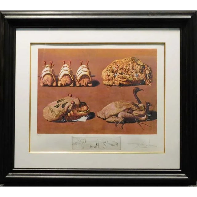 1980s Vintage Salvador Dali Les Diners De Gala Hand Signed & Numbered Original Engraving For Sale - Image 5 of 5