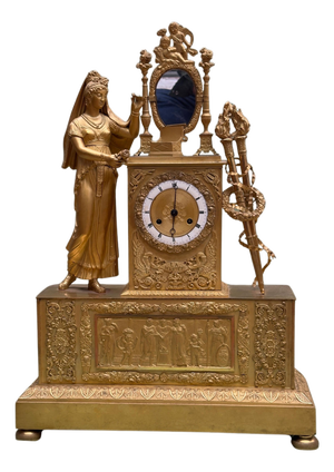 Empire Mantel Clock in Mercury-Gilt Bronze, France, Early 19th Century