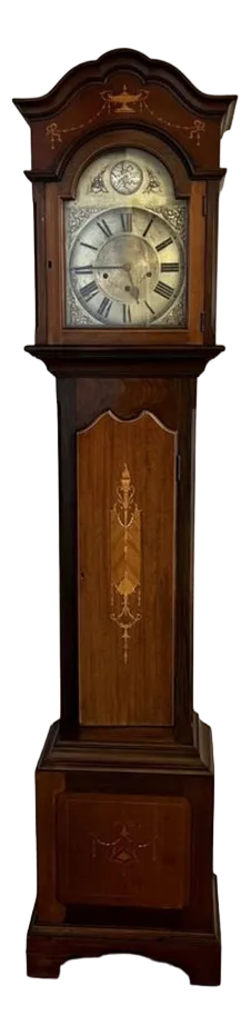 Edwardian Mahogany Inlaid Long Case Clock, 1900s