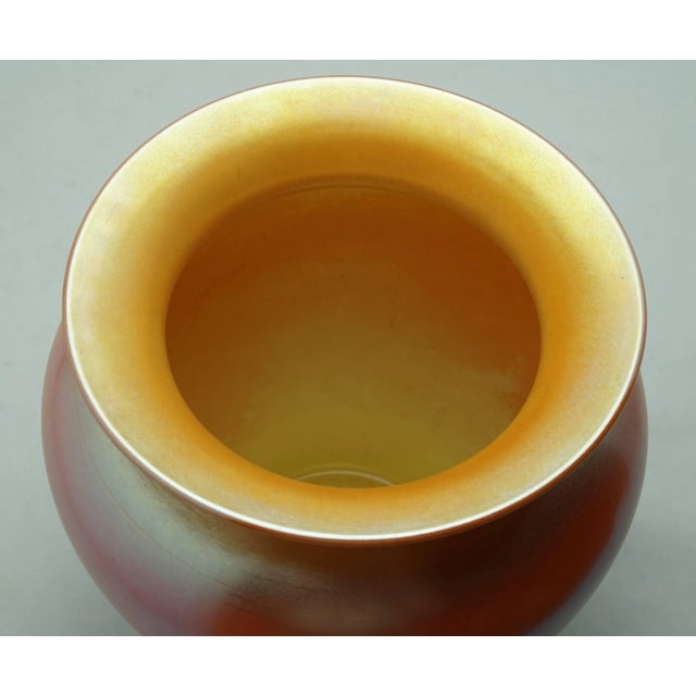 1920s Durand Irredescent Art Deco Orange and Gold Glass Vase For Sale - Image 5 of 6