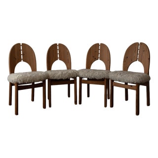Vintage Danish Pine Dining Chairs, 1980s, Set of 4 For Sale
