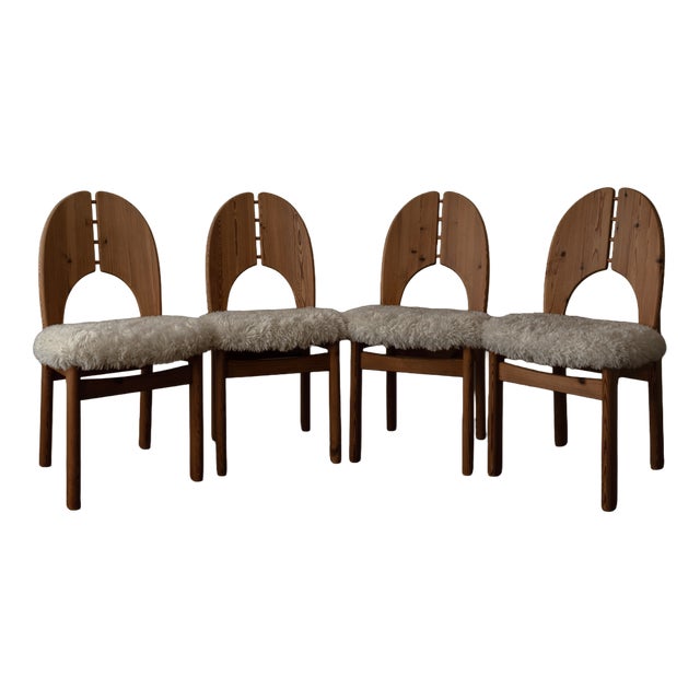 Vintage Danish Pine Dining Chairs, 1980s, Set of 4 For Sale