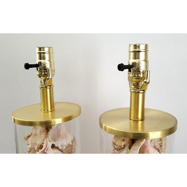 Metal Lamps Signed Ralph Lauren Pair Shells Seashells Added For Sale - Image 7 of 18