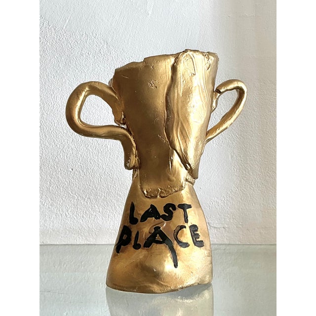 Mid-Century Modern Vintage Ceramic Gold Plated Last Place Trophy For Sale - Image 3 of 12